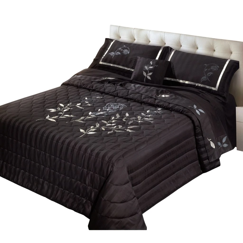 Completo lenzuola nero elegante glamour quilt