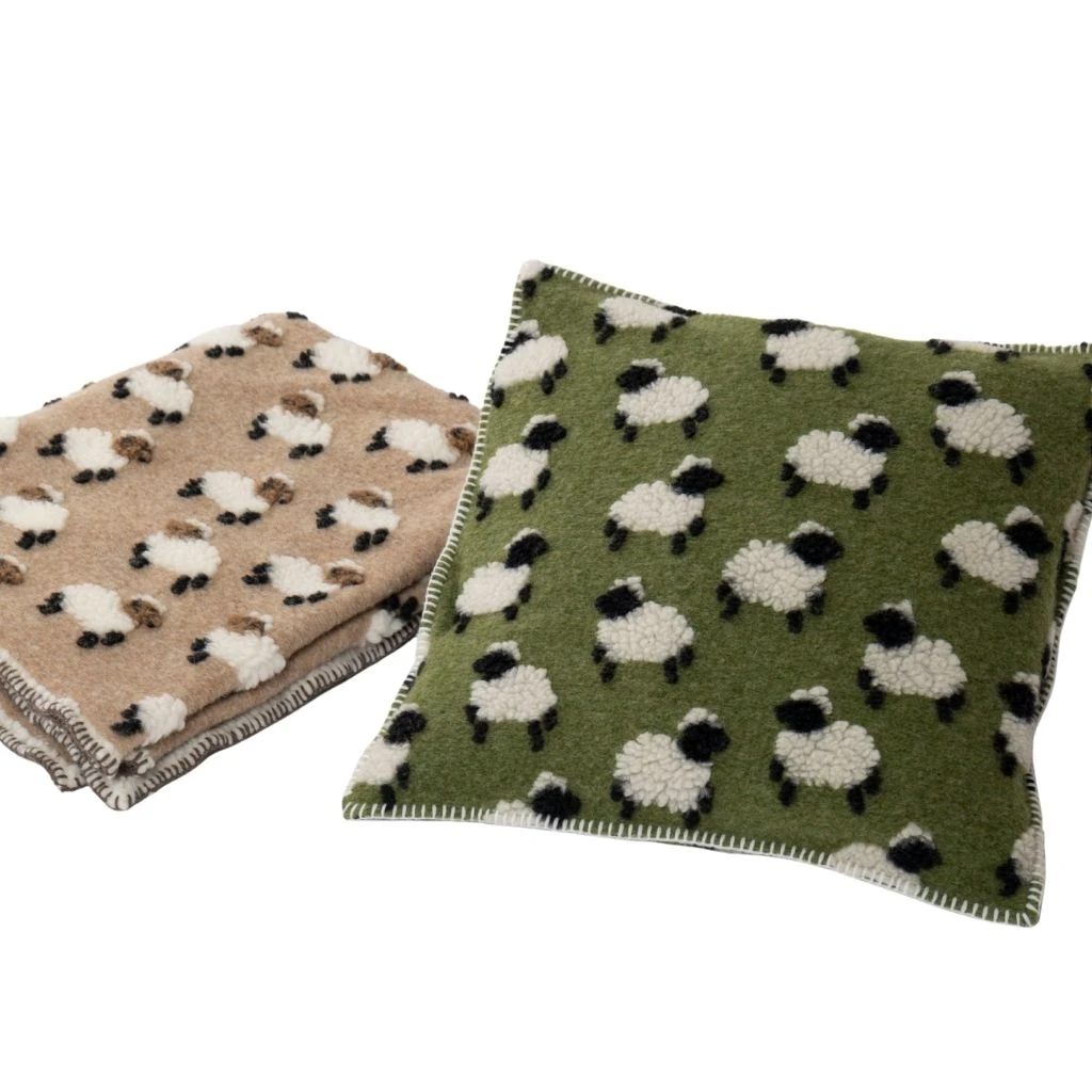 plaid divano lana merinos pecorella e cuscino
