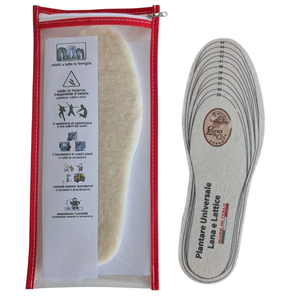 solette plantari sottopiede pura lana lattice